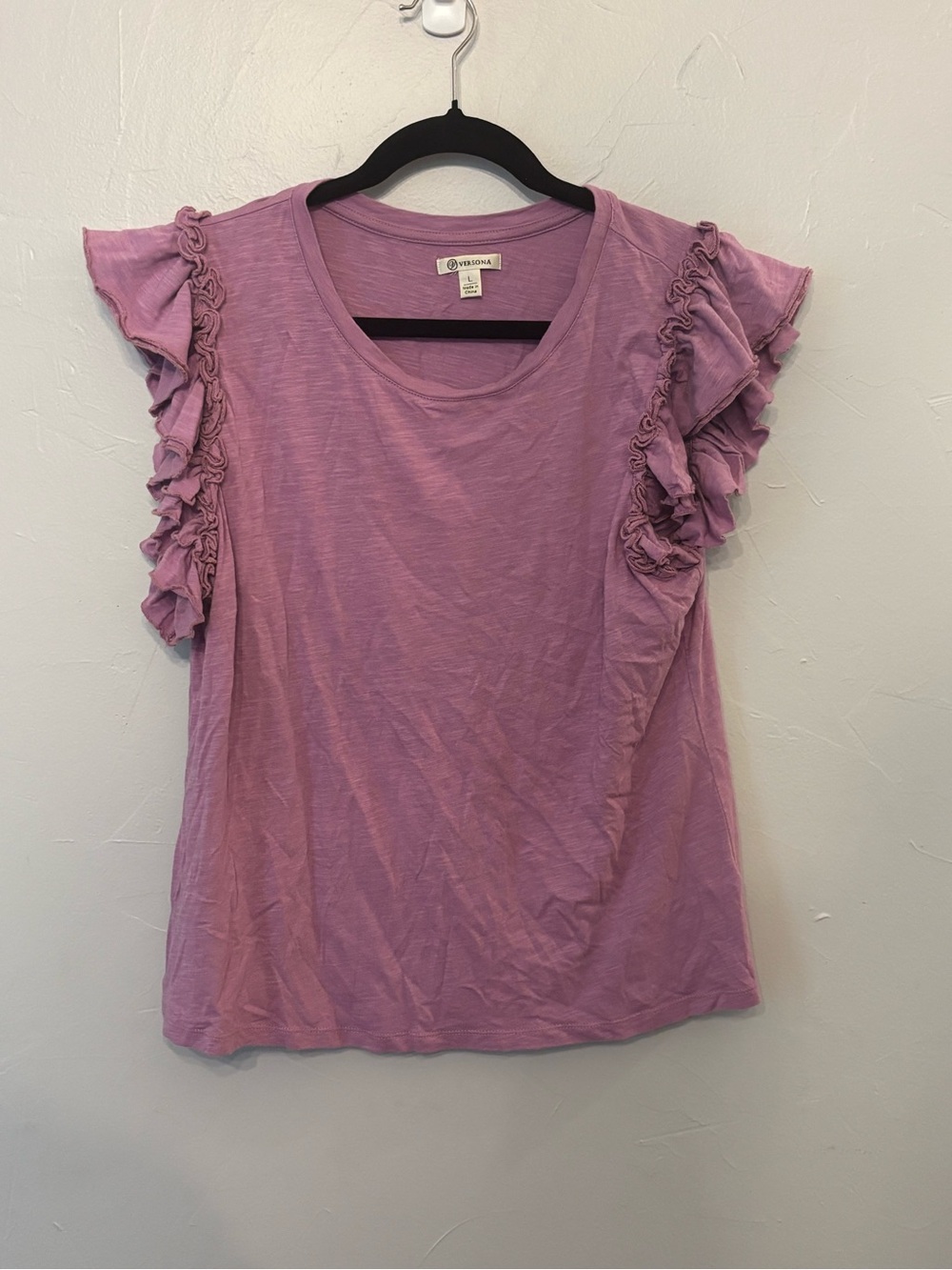 Versona Lavender Ruffle Sleeve Short Sleeve Tee